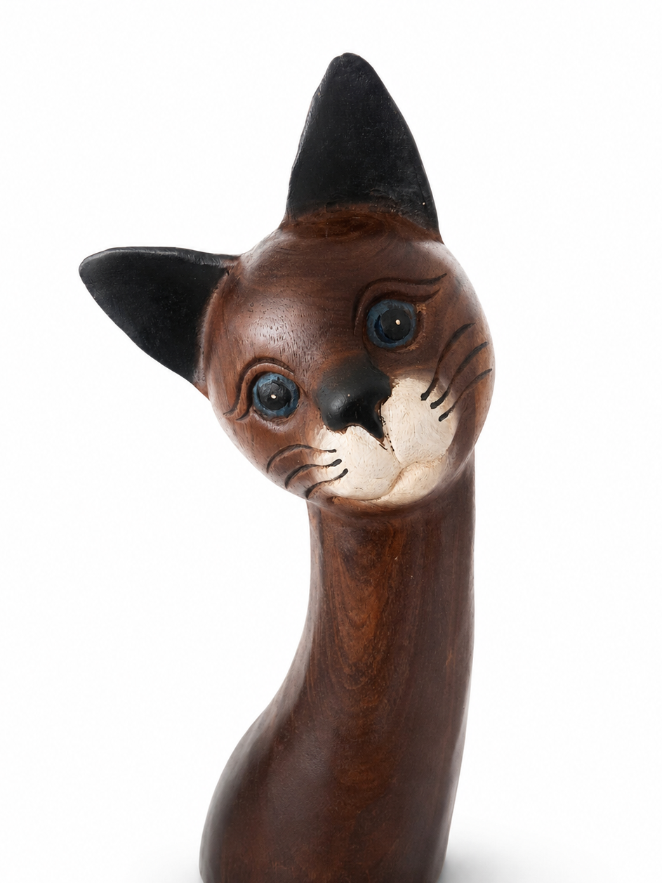 Tall Slender Cat - Wood Carving