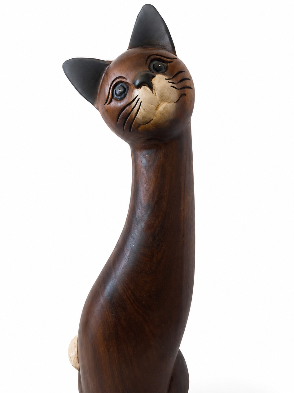 Tall Slender Cat - Wood Carving